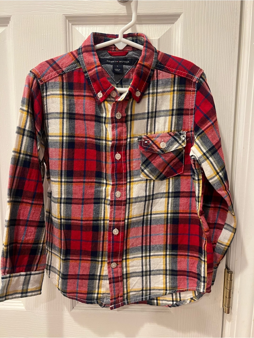Tommy Hilfiger Red, White & Navy Plaid Button-Down Shirt